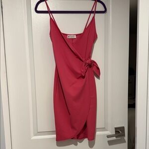 The Impeccable Pig Hot Pink Wrap Tie Slip Dress (size Small), brand new